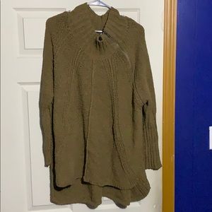 Free People Army Green Sweater with Zipper detail